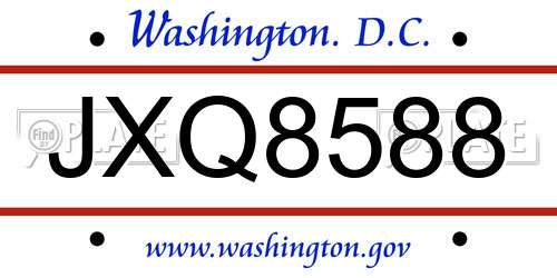 JXQ8588 District Of Columbia License Plate