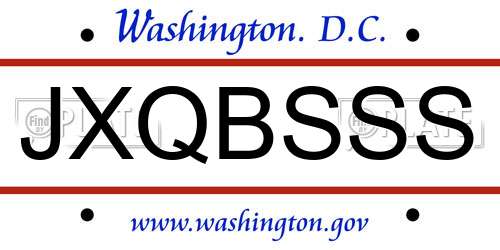 JXQBSSS District Of Columbia License Plate