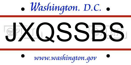 JXQSSBS District Of Columbia License Plate