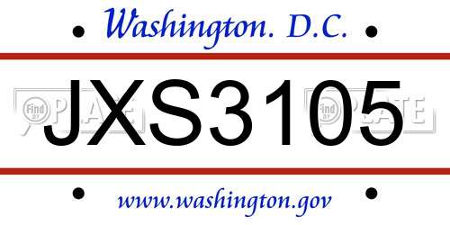 JXS3105 District Of Columbia License Plate