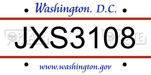 JXS3108 District Of Columbia License Plate
