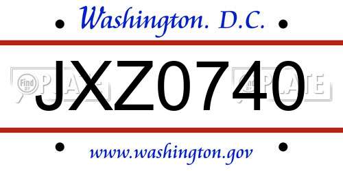 JXZ0740 District Of Columbia License Plate