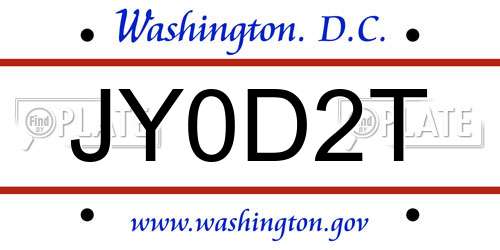 JY0D2T District Of Columbia License Plate