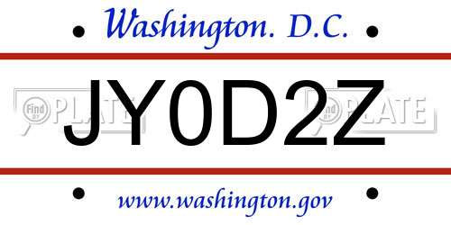 JY0D2Z District Of Columbia License Plate