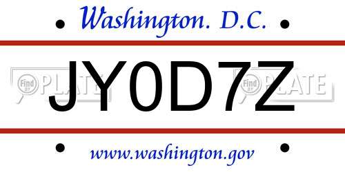JY0D7Z District Of Columbia License Plate