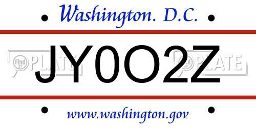 JY0O2Z District Of Columbia License Plate