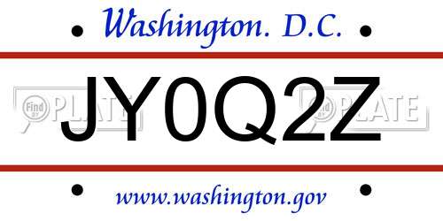 JY0Q2Z District Of Columbia License Plate