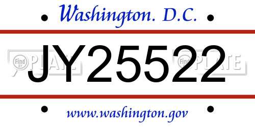 JY25522 District Of Columbia License Plate