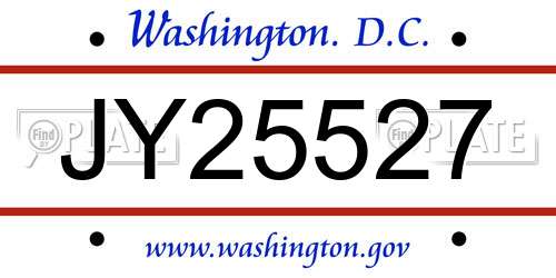 JY25527 District Of Columbia License Plate