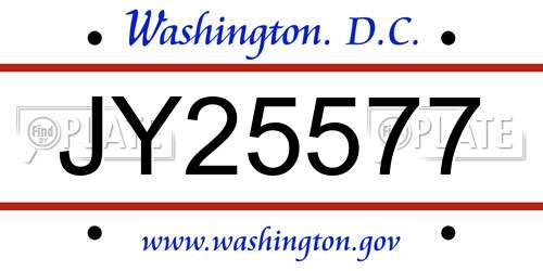 JY25577 District Of Columbia License Plate