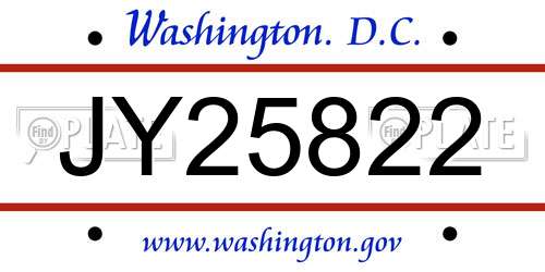 JY25822 District Of Columbia License Plate