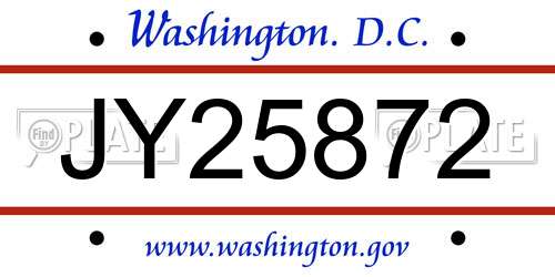 JY25872 District Of Columbia License Plate