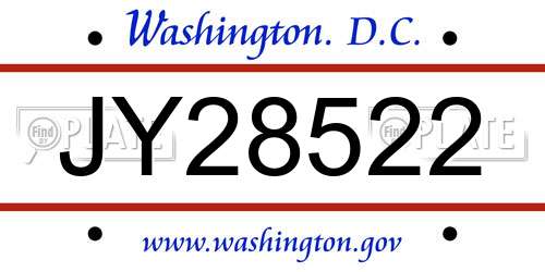JY28522 District Of Columbia License Plate