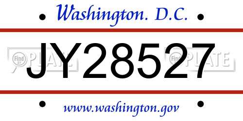 JY28527 District Of Columbia License Plate