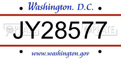 JY28577 District Of Columbia License Plate