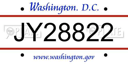 JY28822 District Of Columbia License Plate