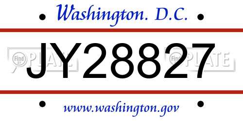 JY28827 District Of Columbia License Plate