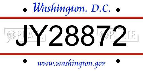 JY28872 District Of Columbia License Plate
