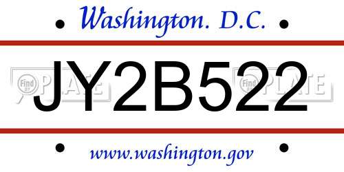 JY2B522 District Of Columbia License Plate