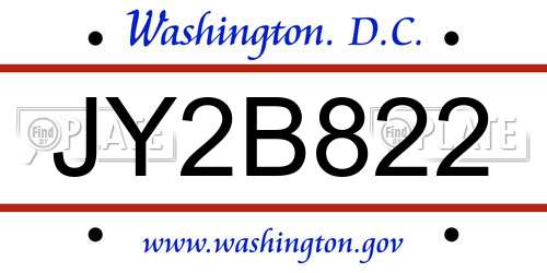 JY2B822 District Of Columbia License Plate