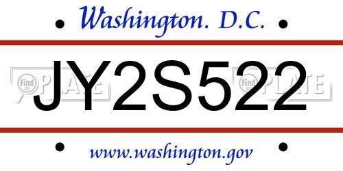 JY2S522 District Of Columbia License Plate