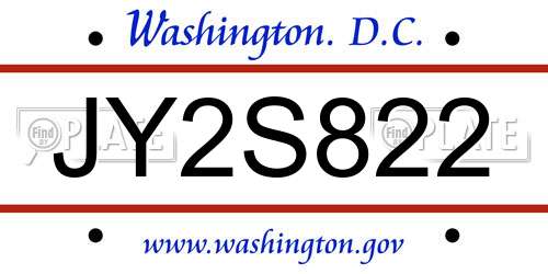 JY2S822 District Of Columbia License Plate