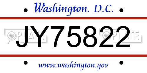 JY75822 District Of Columbia License Plate