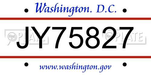 JY75827 District Of Columbia License Plate