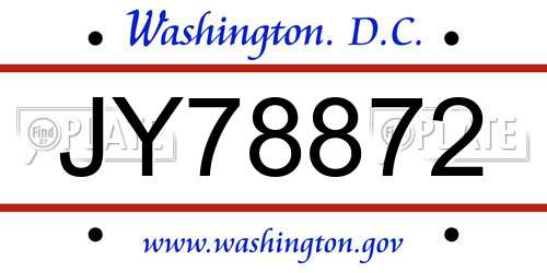 JY78872 District Of Columbia License Plate