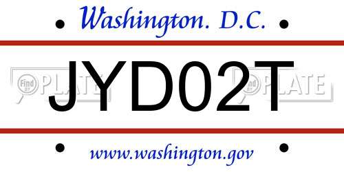 JYD02T District Of Columbia License Plate