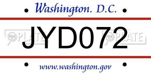 JYD072 District Of Columbia License Plate