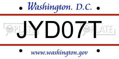 JYD07T District Of Columbia License Plate