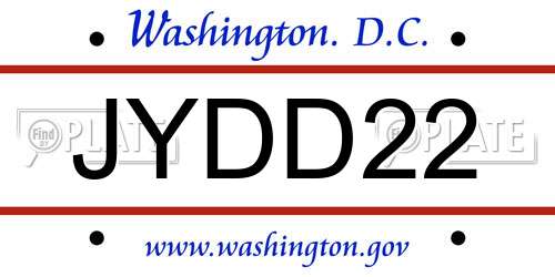 JYDD22 District Of Columbia License Plate