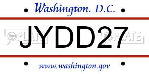 JYDD27 District Of Columbia License Plate