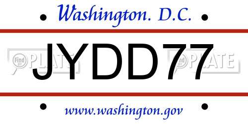 JYDD77 District Of Columbia License Plate