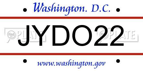 JYDO22 District Of Columbia License Plate