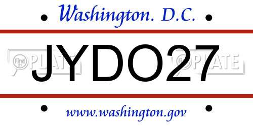 JYDO27 District Of Columbia License Plate