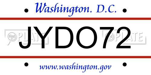 JYDO72 District Of Columbia License Plate