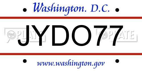 JYDO77 District Of Columbia License Plate