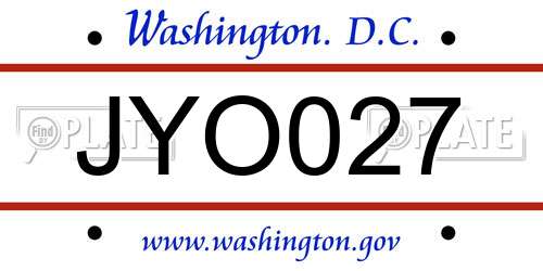 JYO027 District Of Columbia License Plate