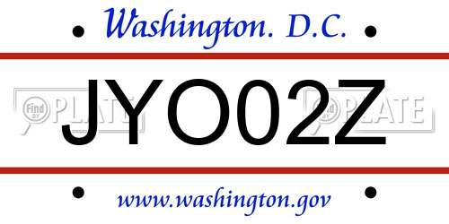 JYO02Z District Of Columbia License Plate