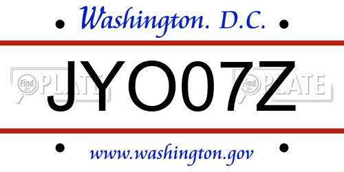 JYO07Z District Of Columbia License Plate