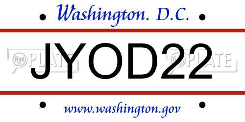 JYOD22 District Of Columbia License Plate