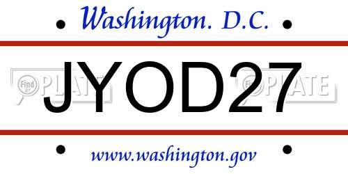 JYOD27 District Of Columbia License Plate