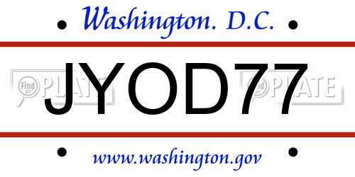 JYOD77 District Of Columbia License Plate