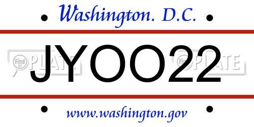 JYOO22 District Of Columbia License Plate