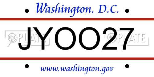 JYOO27 District Of Columbia License Plate