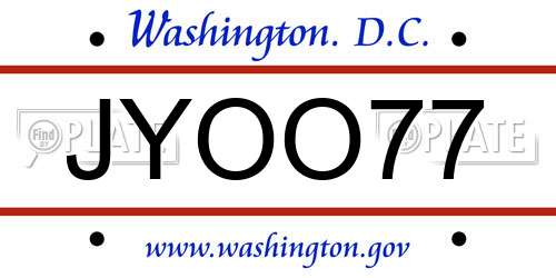 JYOO77 District Of Columbia License Plate