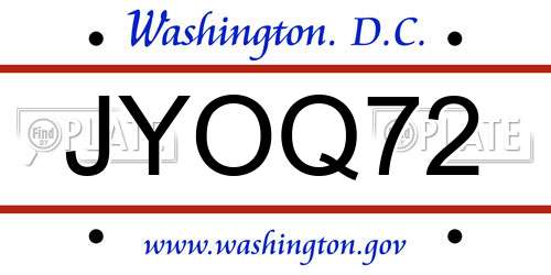 JYOQ72 District Of Columbia License Plate