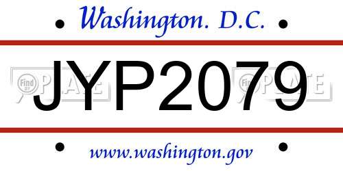 JYP2079 District Of Columbia License Plate